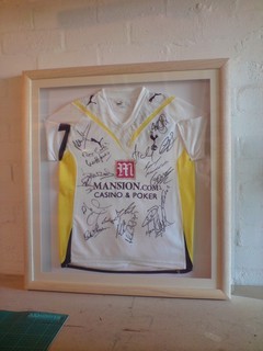 Signed Tottenham football team shirt framing.