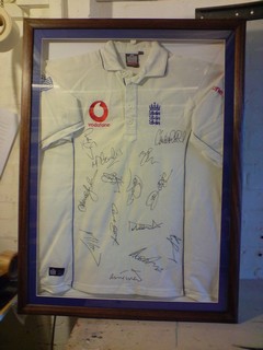 England Cricket Team signed shirt framing.