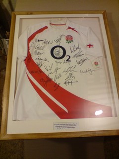 England 2008 RBD Six Nations Squard signed shirt Signatures collected for Age Concern Peterborough.